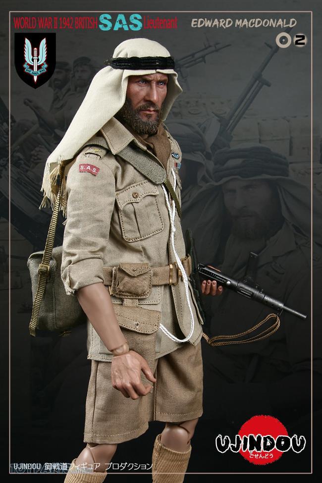 UJINDOU U9002 1//6 WWII British SAS Lieutenant Edward Macdonald 1942 Khaki Jacket