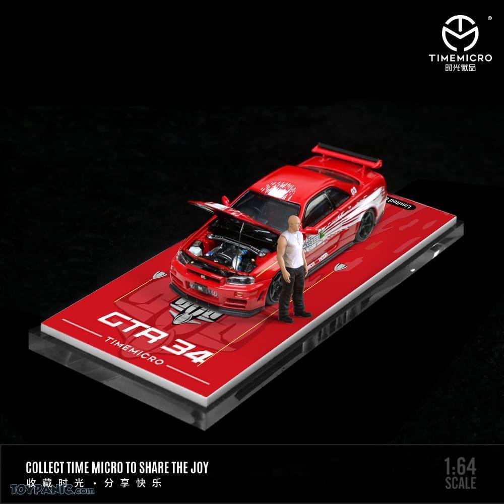Nissan Skyline GT-R R34 Z-Tune Orange – Time Micro 1:64 Avec Figurine – Fast & Furious