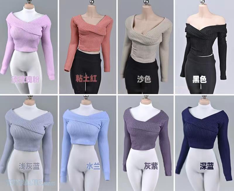 NEW PRODUCT: 1/6 Woman Trendy Wide Neck Sweater Cross Style W001A and W001B (Sets of 8 and 4) from DS  412202211507AM_3727195